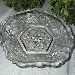 Indiana Tiara Clear Glass VTG Sandwich Hexagonal Daisy Dessert Candy Bowl 6 1/4"